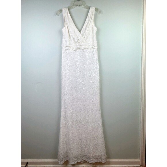 NWT Badgley Mischka Belle Bridal Gown Formal Wedding Dress White Sequins 6 NEW - Picture 3 of 16